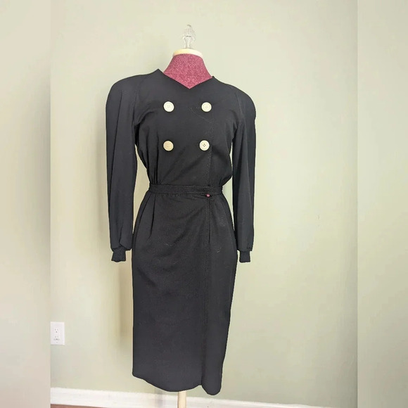 Black Valentino Dress with Button Detail, IT 40, US 8 - Picture 1 of 7